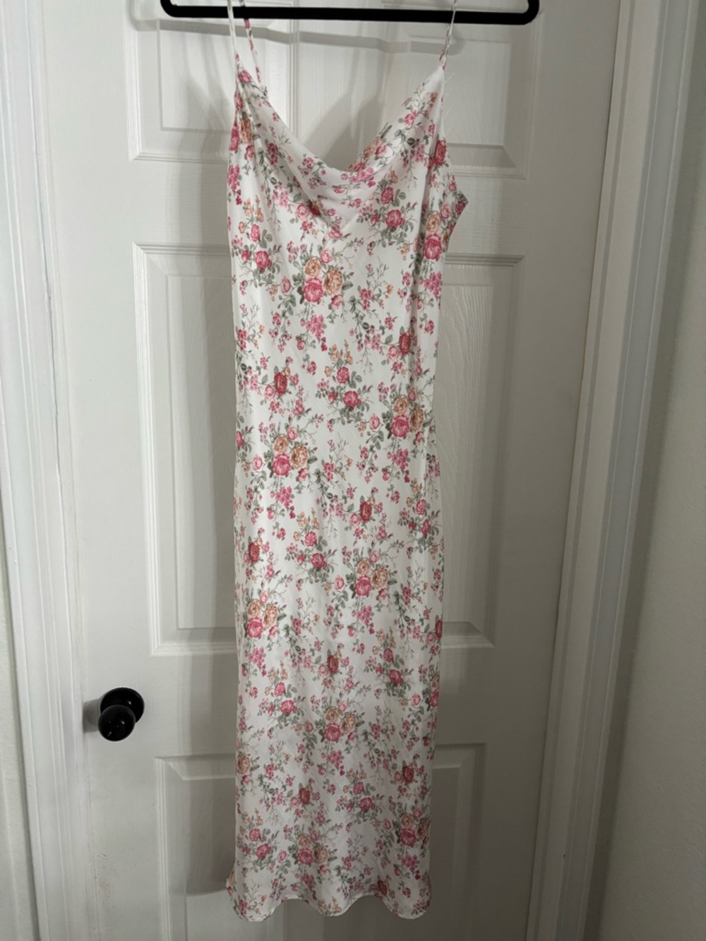 Altar'd State White Floral Slip Dress with Pink Roses